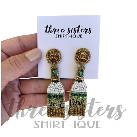 Lion Up Bottle Beaded Earrings