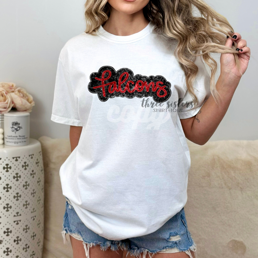 Faux Sequin Falcons Red/Black