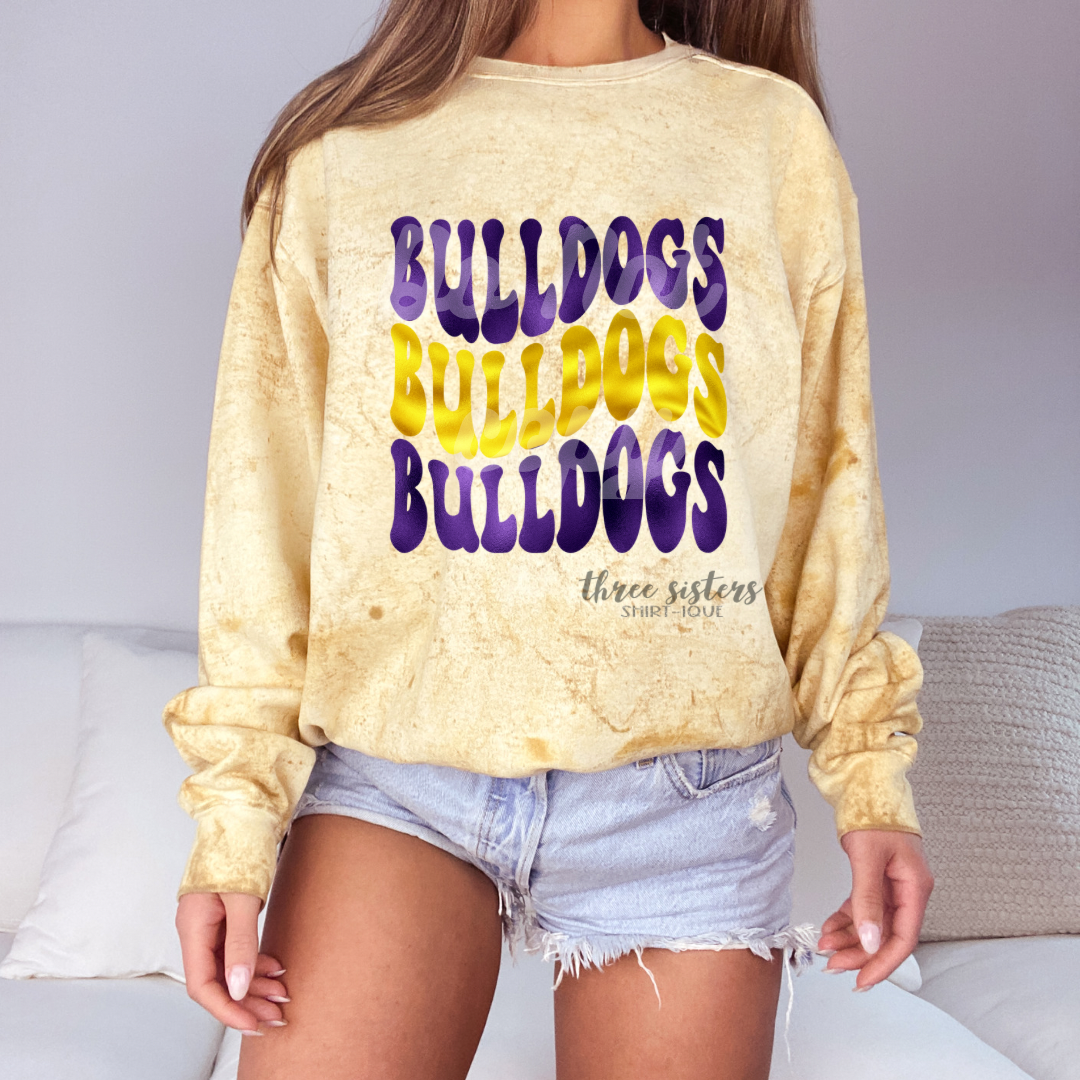 Foil Bulldogs Wavy Stack Purple/Gold