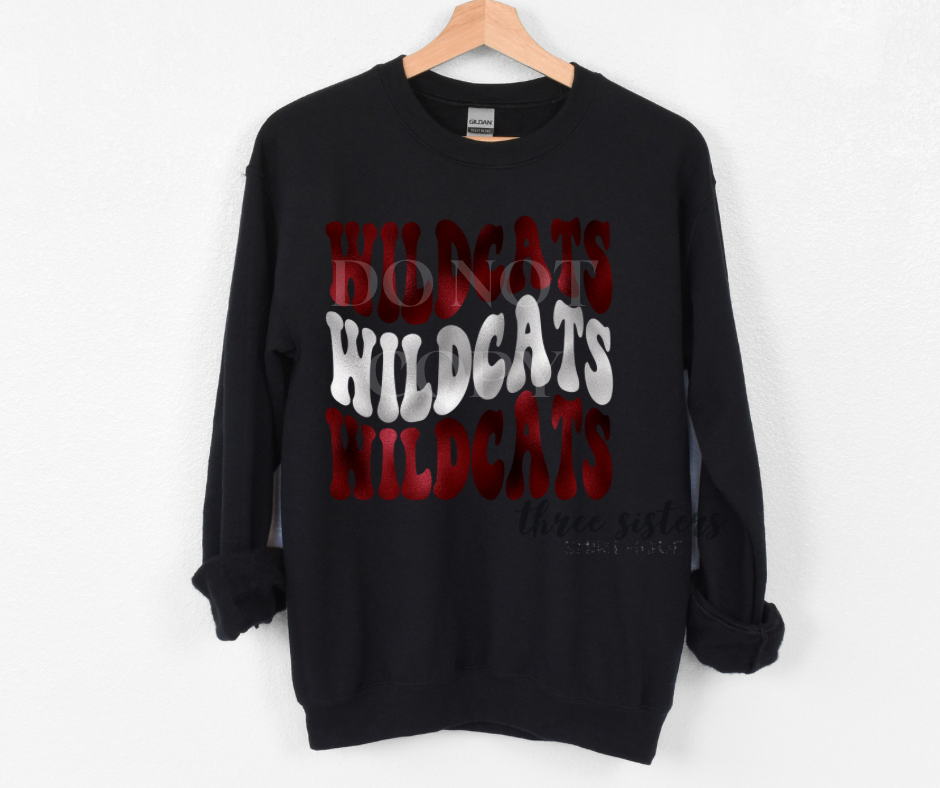 Foil Wildcats Wavy Stack Maroon/Silver