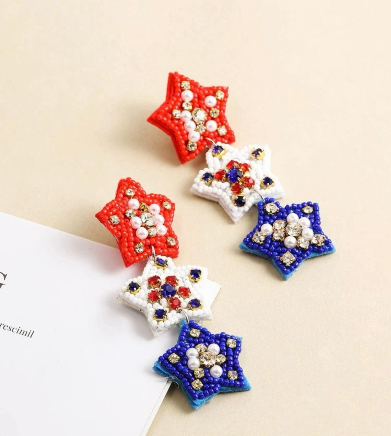 Beaded Star drop earrings