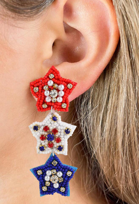 Beaded Star drop earrings