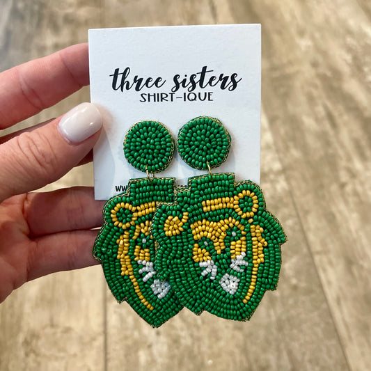 Lion Face Beaded Earrings