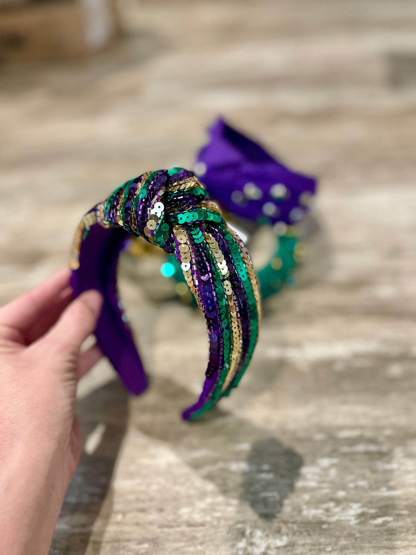 Sequin Striped Mardi Gras Headband
