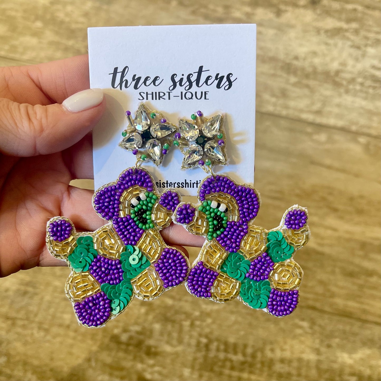 Mardi Gras Bead Dog Earrings