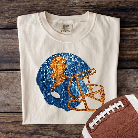 Royal and Orange Faux Sequin Football Helmet