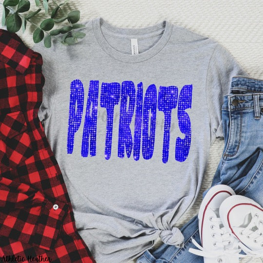 Faux Bling PATRIOTS in red or royal