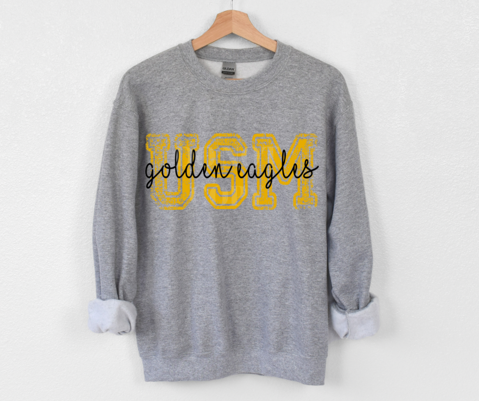 GOLDEN EAGLES Distressed Varsity with Script