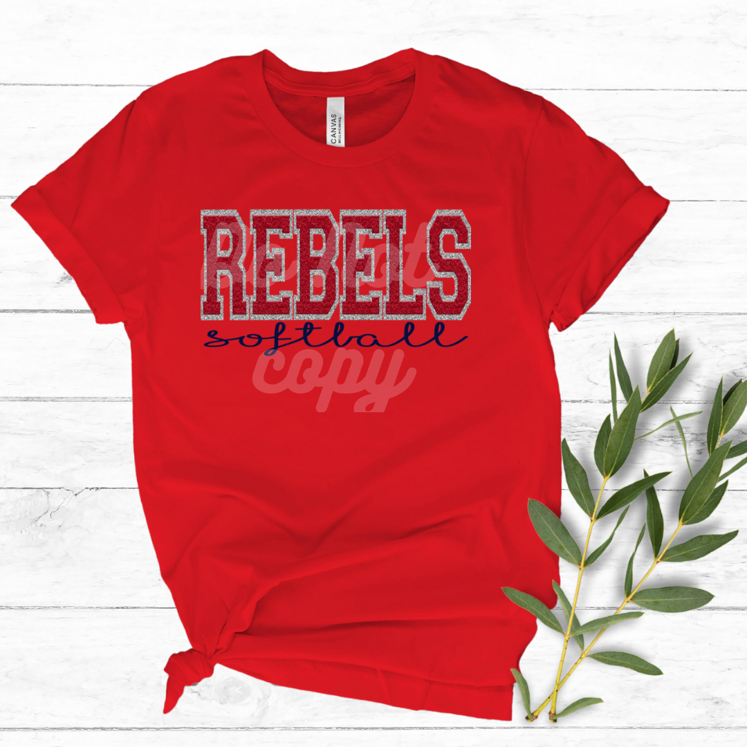 Rebels Softball Faux Chenille T-SHIRT
