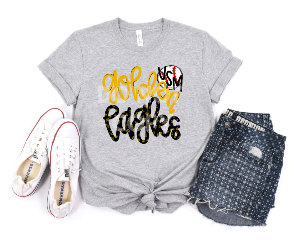 Funky Hand Lettered GOLDEN EAGLES Baseball
