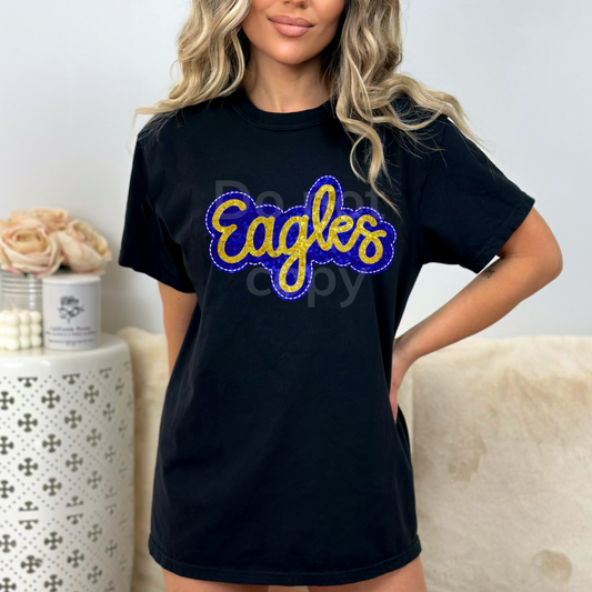 Eagles Faux Sequin Royal and gold