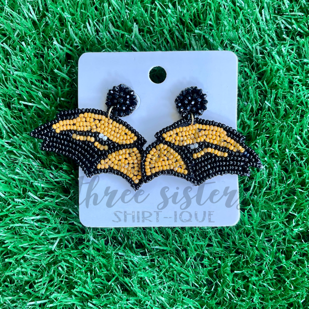 Golden Eagles Beaded Earrings