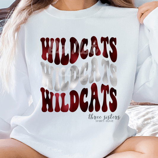 Foil Wildcats Wavy Stack Maroon/Silver