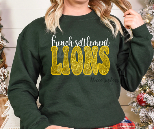 French Settlement Lions Faux Sequin White/Gold