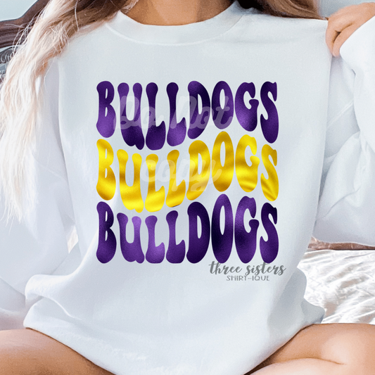 Foil Bulldogs Wavy Stack Purple/Gold