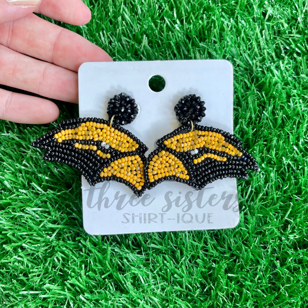 Golden Eagles Beaded Earrings