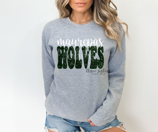 Maurepas Wolves Faux Sequin Green/White