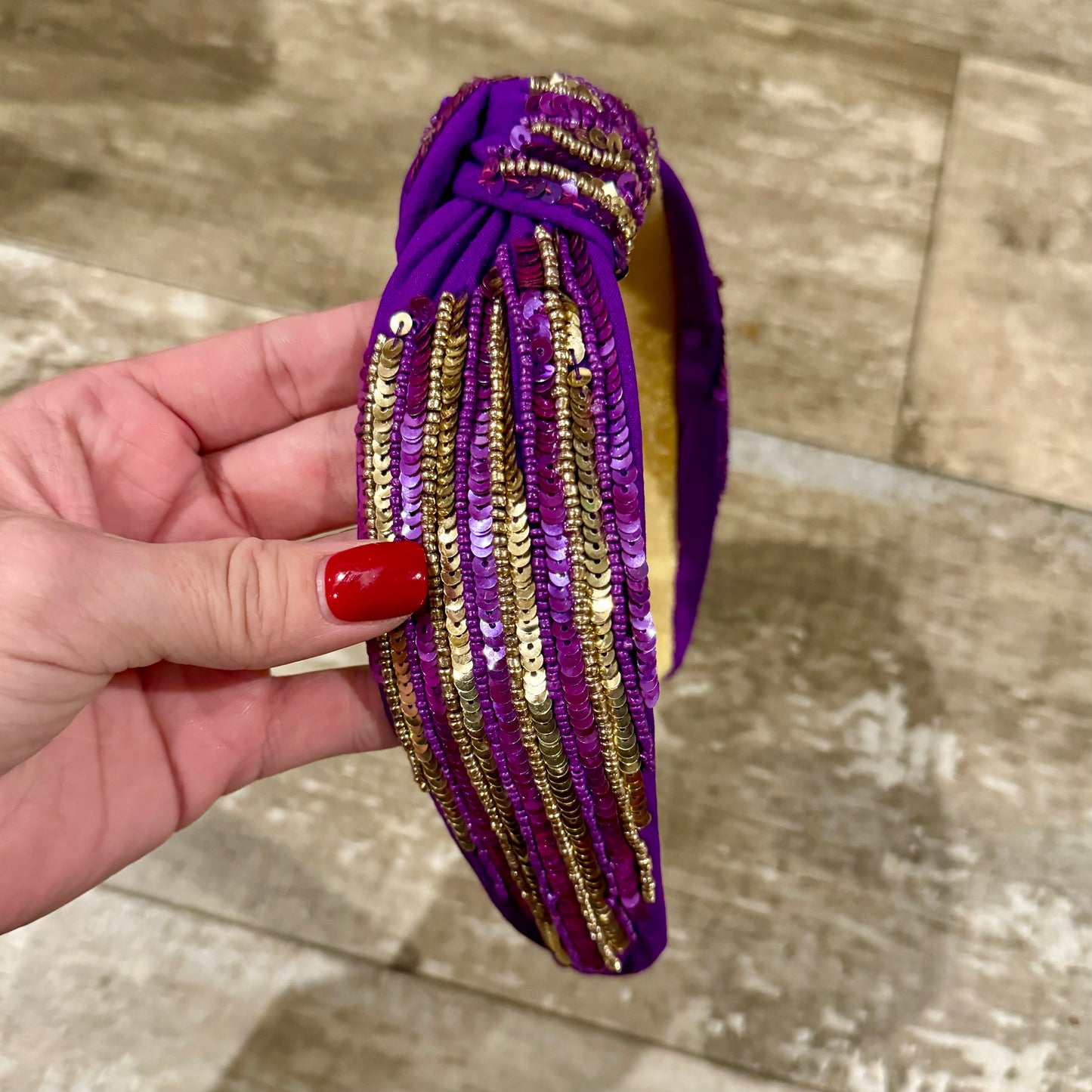 Purple and Gold Sequin Headband