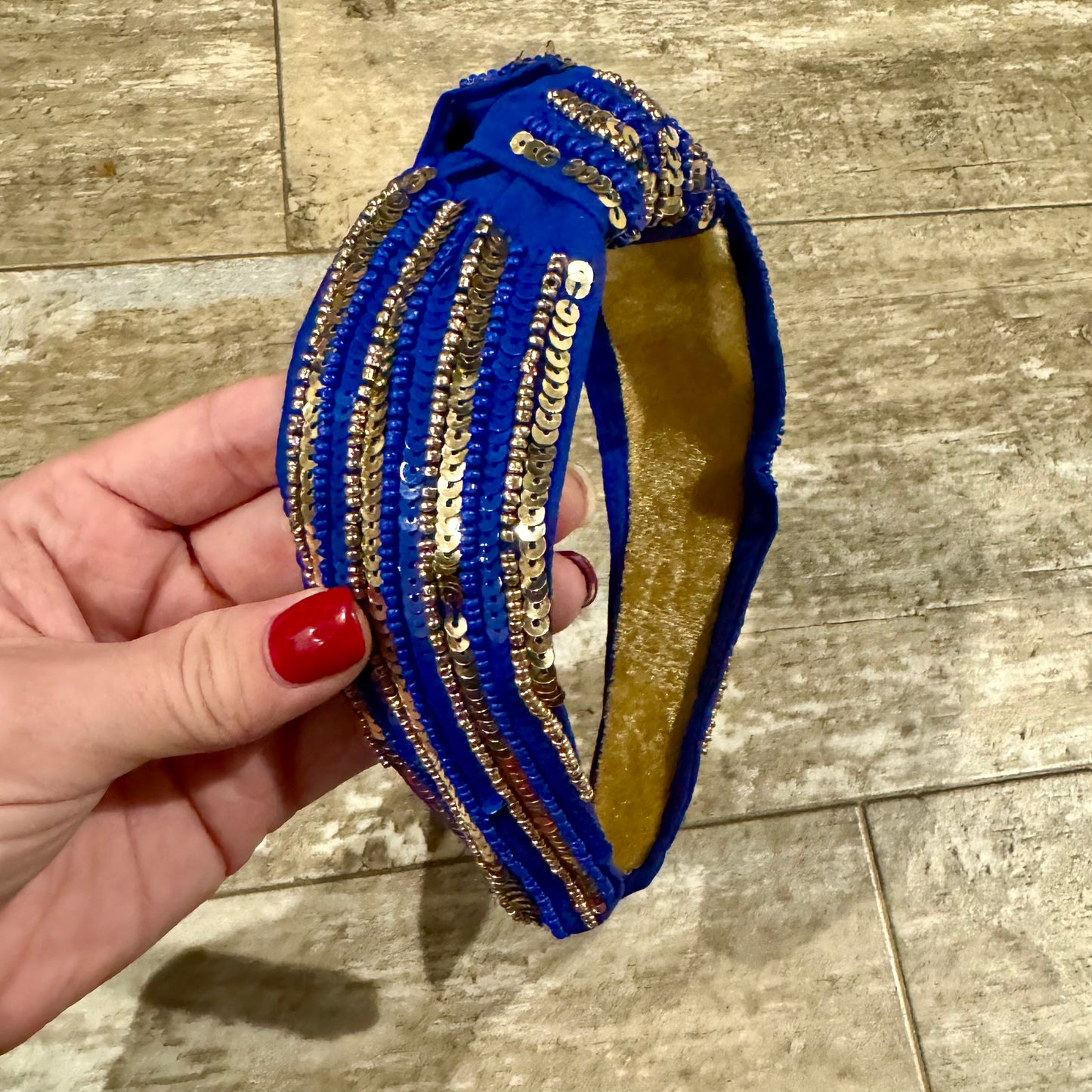 Royal and Gold Sequin Headband