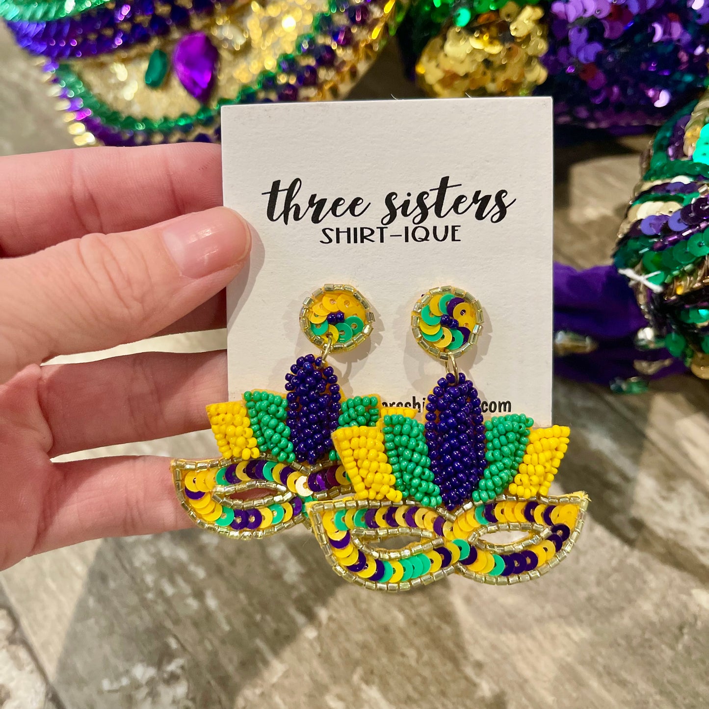 Mardi Gras Mask Beaded Earrings