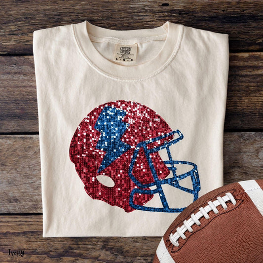 Red and Blue Faux Sequin Football Helmet