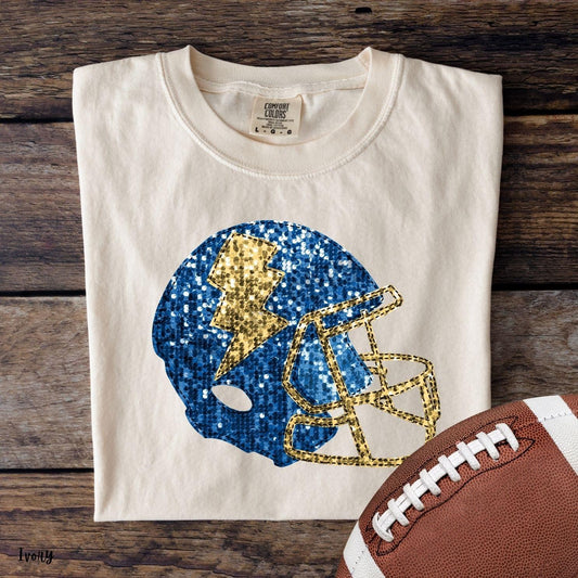 Royal and Gold Faux Sequin Football Helmet