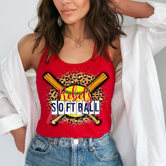 Rebels Softball Leopard Splatter