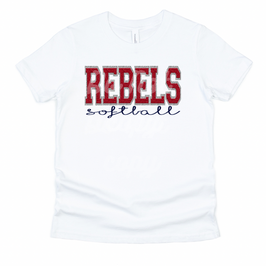 Rebels Softball Faux Chenille T-SHIRT