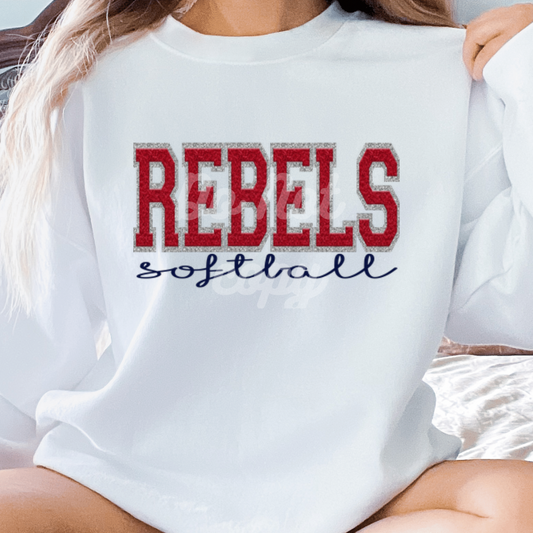 Faux Chenille REBELS SOFTBALL